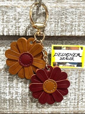 Flower Bag Key Charm NWOT Brown and Burgundy
